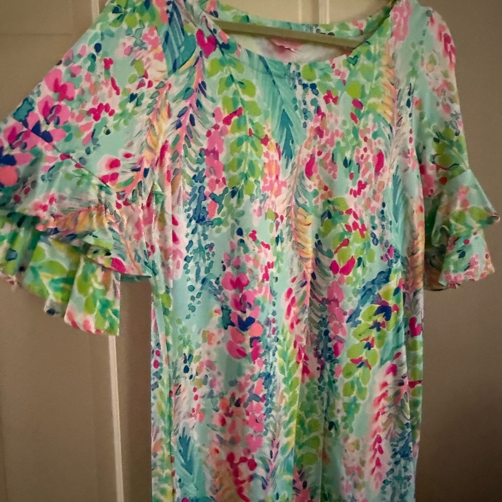 Lilly Pulitzer Multi-Color Floral Ruffle Sleeve Tunic